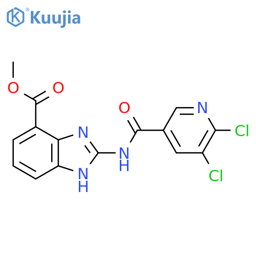 methyl 2-(5,6-dichloropyridine-3-amido)-1H-1,3-benzodiazole-4-carboxylate structure