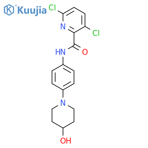 3,6-dichloro-N-[4-(4-hydroxypiperidin-1-yl)phenyl]pyridine-2-carboxamide structure