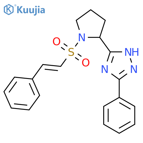 3-Phenyl-5-[1-[(E)-2-phenylethenyl]sulfonylpyrrolidin-2-yl]-1H-1,2,4-triazole structure