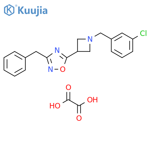 3-benzyl-5-{1-(3-chlorophenyl)methylazetidin-3-yl}-1,2,4-oxadiazole; oxalic acid structure