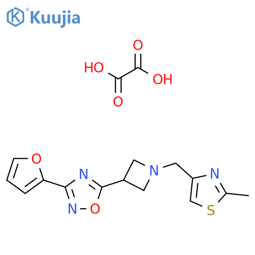 3-(furan-2-yl)-5-{1-[(2-methyl-1,3-thiazol-4-yl)methyl]azetidin-3-yl}-1,2,4-oxadiazole; oxalic acid structure
