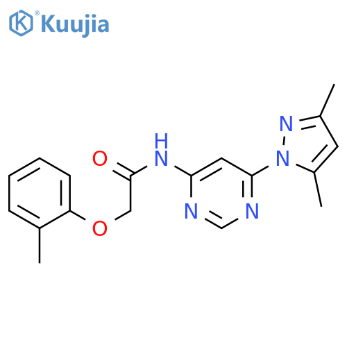 N-6-(3,5-dimethyl-1H-pyrazol-1-yl)pyrimidin-4-yl-2-(2-methylphenoxy)acetamide structure