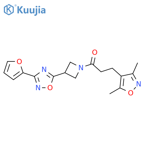 3-(3,5-dimethyl-1,2-oxazol-4-yl)-1-{3-3-(furan-2-yl)-1,2,4-oxadiazol-5-ylazetidin-1-yl}propan-1-one structure