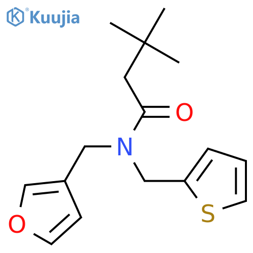 N-(furan-3-yl)methyl-3,3-dimethyl-N-(thiophen-2-yl)methylbutanamide structure