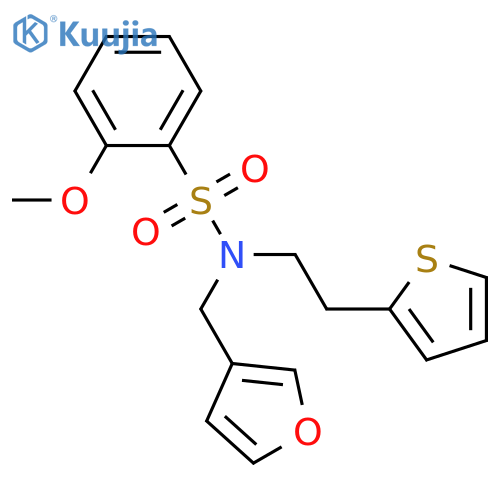 N-(furan-3-yl)methyl-2-methoxy-N-2-(thiophen-2-yl)ethylbenzene-1-sulfonamide structure