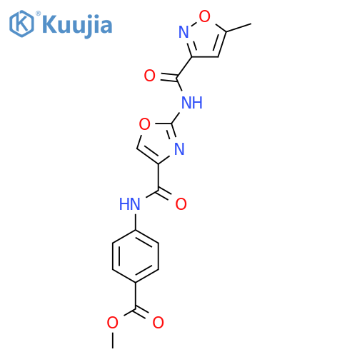 methyl 4-2-(5-methyl-1,2-oxazole-3-amido)-1,3-oxazole-4-amidobenzoate structure