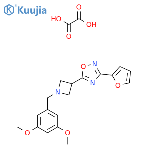 5-{1-(3,5-dimethoxyphenyl)methylazetidin-3-yl}-3-(furan-2-yl)-1,2,4-oxadiazole; oxalic acid structure
