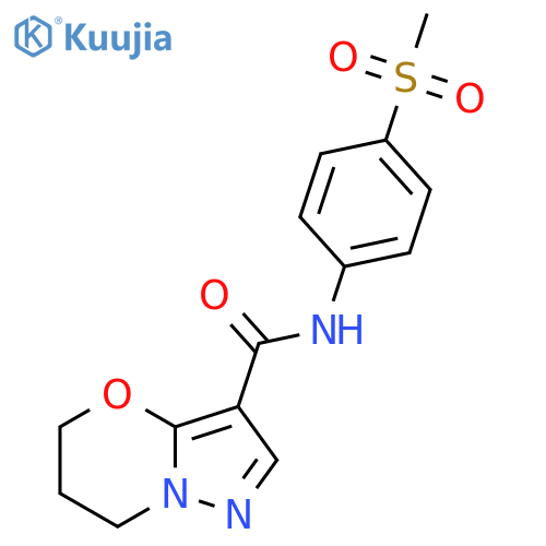 N-(4-methanesulfonylphenyl)-5H,6H,7H-pyrazolo[3,2-b][1,3]oxazine-3-carboxamide structure