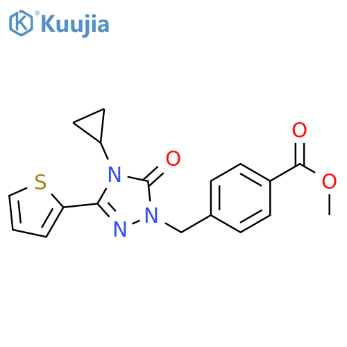 methyl 4-{4-cyclopropyl-5-oxo-3-(thiophen-2-yl)-4,5-dihydro-1H-1,2,4-triazol-1-ylmethyl}benzoate structure