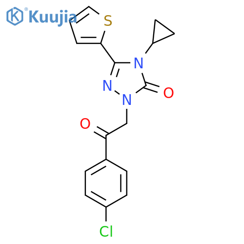 1-2-(4-chlorophenyl)-2-oxoethyl-4-cyclopropyl-3-(thiophen-2-yl)-4,5-dihydro-1H-1,2,4-triazol-5-one structure