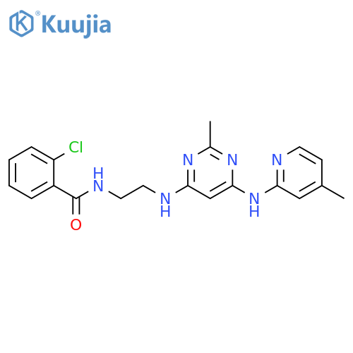 2-chloro-N-[2-({2-methyl-6-[(4-methylpyridin-2-yl)amino]pyrimidin-4-yl}amino)ethyl]benzamide structure