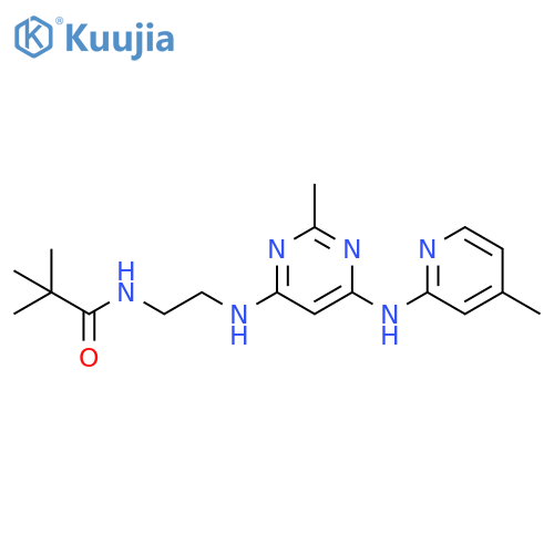 2,2-dimethyl-N-[2-({2-methyl-6-[(4-methylpyridin-2-yl)amino]pyrimidin-4-yl}amino)ethyl]propanamide structure