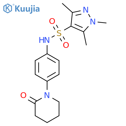 1,3,5-trimethyl-N-(4-(2-oxopiperidin-1-yl)phenyl)-1H-pyrazole-4-sulfonamide structure