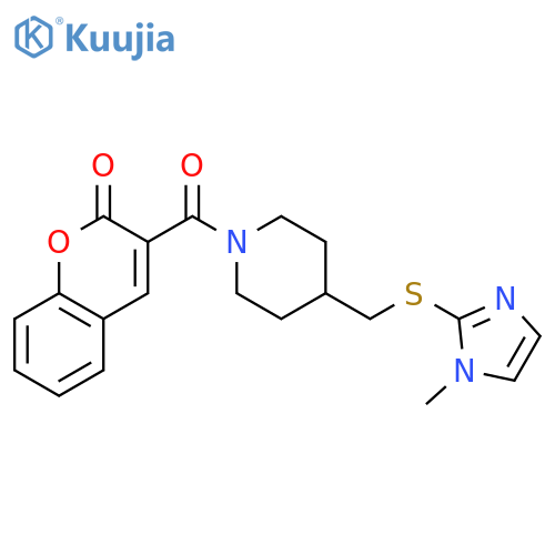 3-(4-{[(1-methyl-1H-imidazol-2-yl)sulfanyl]methyl}piperidine-1-carbonyl)-2H-chromen-2-one structure