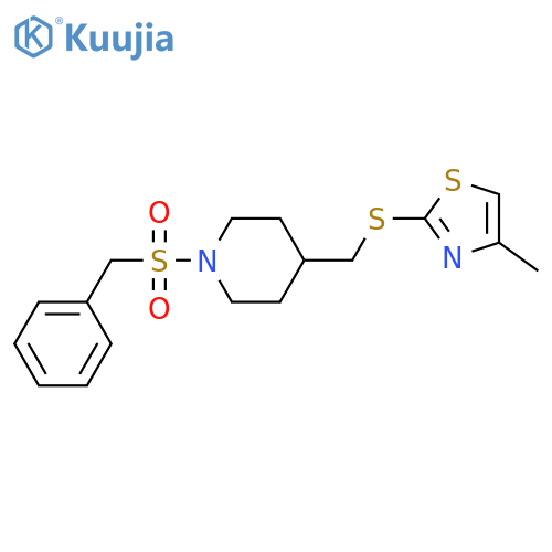 4-{[(4-methyl-1,3-thiazol-2-yl)sulfanyl]methyl}-1-phenylmethanesulfonylpiperidine structure