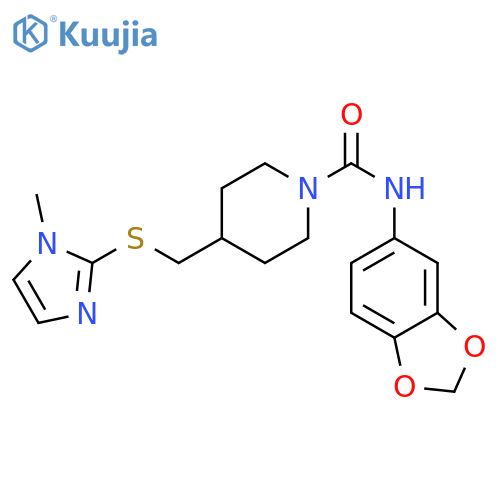 N-(2H-1,3-benzodioxol-5-yl)-4-{[(1-methyl-1H-imidazol-2-yl)sulfanyl]methyl}piperidine-1-carboxamide structure