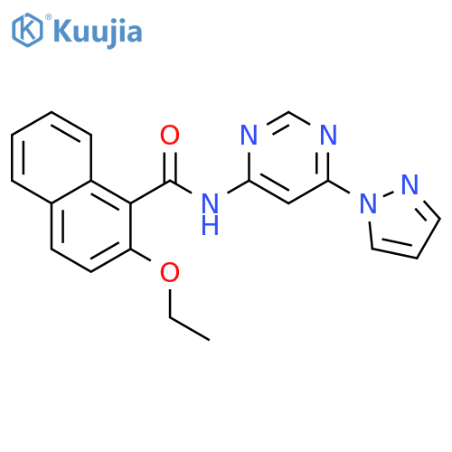 2-ethoxy-N-6-(1H-pyrazol-1-yl)pyrimidin-4-ylnaphthalene-1-carboxamide structure