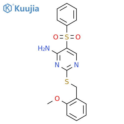 5-(benzenesulfonyl)-2-{[(2-methoxyphenyl)methyl]sulfanyl}pyrimidin-4-amine structure