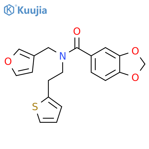 N-(furan-3-yl)methyl-N-2-(thiophen-2-yl)ethyl-2H-1,3-benzodioxole-5-carboxamide structure