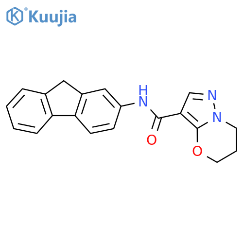 N-(9H-fluoren-2-yl)-5H,6H,7H-pyrazolo3,2-b1,3oxazine-3-carboxamide structure