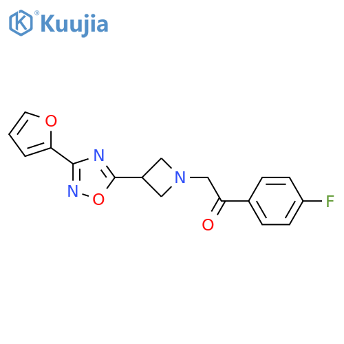 2-(4-fluorophenyl)-1-{3-3-(furan-2-yl)-1,2,4-oxadiazol-5-ylazetidin-1-yl}ethan-1-one structure