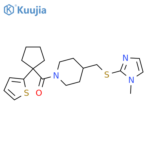 4-{[(1-methyl-1H-imidazol-2-yl)sulfanyl]methyl}-1-[1-(thiophen-2-yl)cyclopentanecarbonyl]piperidine structure