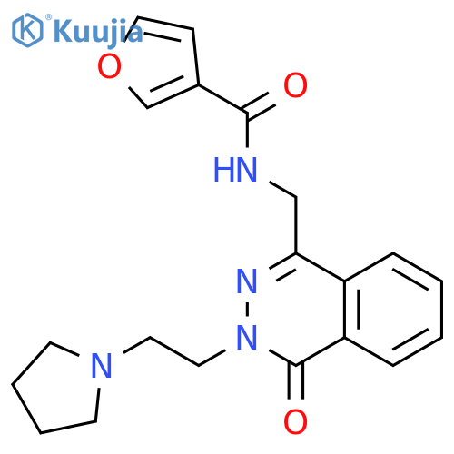 N-({4-oxo-3-[2-(pyrrolidin-1-yl)ethyl]-3,4-dihydrophthalazin-1-yl}methyl)furan-3-carboxamide structure