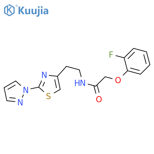 2-(2-fluorophenoxy)-N-{2-[2-(1H-pyrazol-1-yl)-1,3-thiazol-4-yl]ethyl}acetamide structure