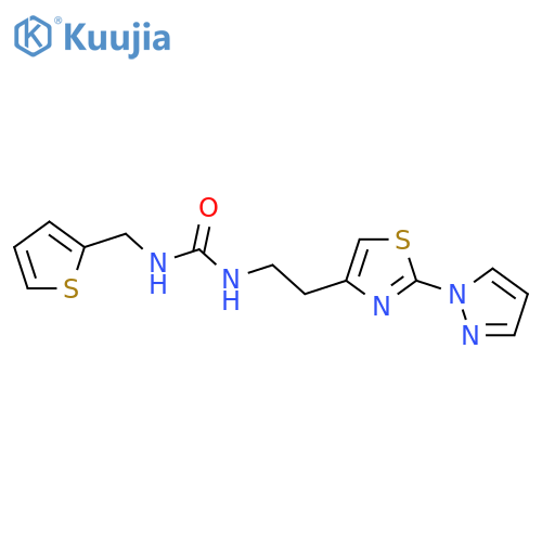3-{2-2-(1H-pyrazol-1-yl)-1,3-thiazol-4-ylethyl}-1-(thiophen-2-yl)methylurea structure