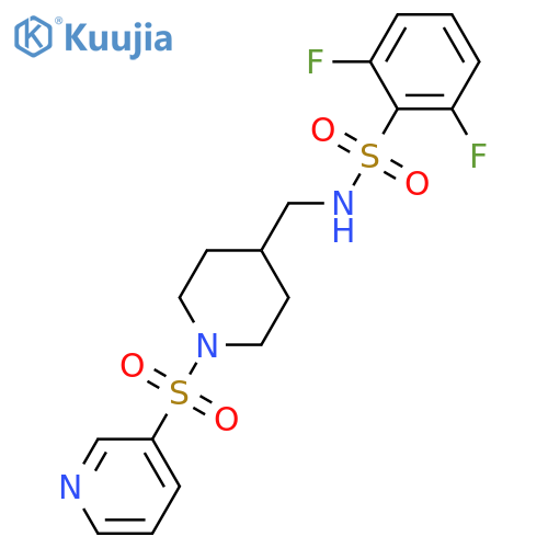2,6-difluoro-N-{1-(pyridine-3-sulfonyl)piperidin-4-ylmethyl}benzene-1-sulfonamide structure
