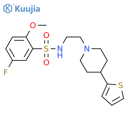 5-fluoro-2-methoxy-N-{2-4-(thiophen-2-yl)piperidin-1-ylethyl}benzene-1-sulfonamide structure
