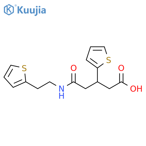 3-(thiophen-2-yl)-4-{[2-(thiophen-2-yl)ethyl]carbamoyl}butanoic acid structure
