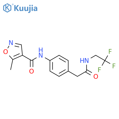 5-methyl-N-(4-{(2,2,2-trifluoroethyl)carbamoylmethyl}phenyl)-1,2-oxazole-4-carboxamide structure
