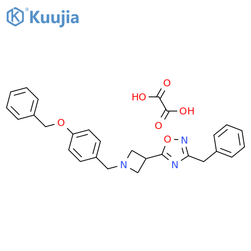 3-benzyl-5-(1-{[4-(benzyloxy)phenyl]methyl}azetidin-3-yl)-1,2,4-oxadiazole; oxalic acid structure