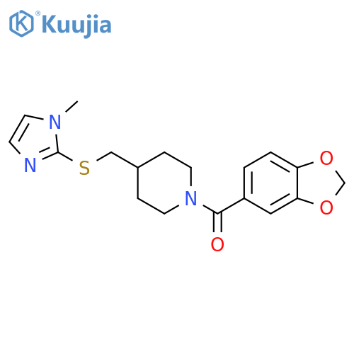 1-(2H-1,3-benzodioxole-5-carbonyl)-4-{[(1-methyl-1H-imidazol-2-yl)sulfanyl]methyl}piperidine structure