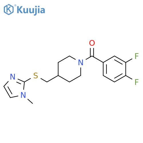 1-(3,4-difluorobenzoyl)-4-{[(1-methyl-1H-imidazol-2-yl)sulfanyl]methyl}piperidine structure