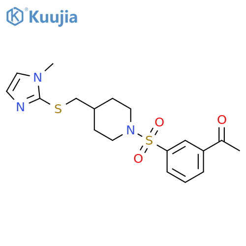 1-{3-[(4-{[(1-methyl-1H-imidazol-2-yl)sulfanyl]methyl}piperidin-1-yl)sulfonyl]phenyl}ethan-1-one structure