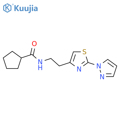 N-{2-2-(1H-pyrazol-1-yl)-1,3-thiazol-4-ylethyl}cyclopentanecarboxamide structure