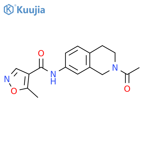 N-(2-acetyl-1,2,3,4-tetrahydroisoquinolin-7-yl)-5-methyl-1,2-oxazole-4-carboxamide structure