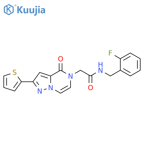 N-(2-fluorophenyl)methyl-2-4-oxo-2-(thiophen-2-yl)-4H,5H-pyrazolo1,5-apyrazin-5-ylacetamide structure
