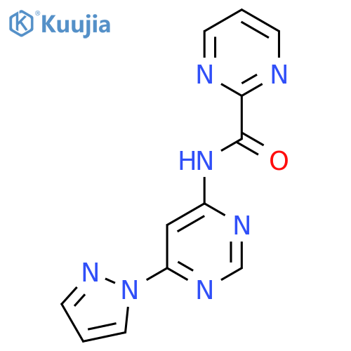 N-6-(1H-pyrazol-1-yl)pyrimidin-4-ylpyrimidine-2-carboxamide structure