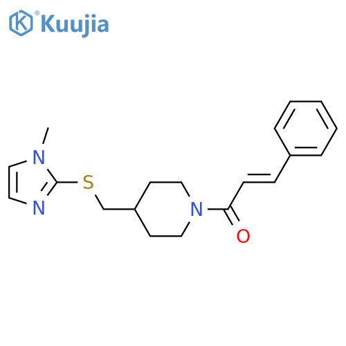 (2E)-1-(4-{[(1-methyl-1H-imidazol-2-yl)sulfanyl]methyl}piperidin-1-yl)-3-phenylprop-2-en-1-one structure