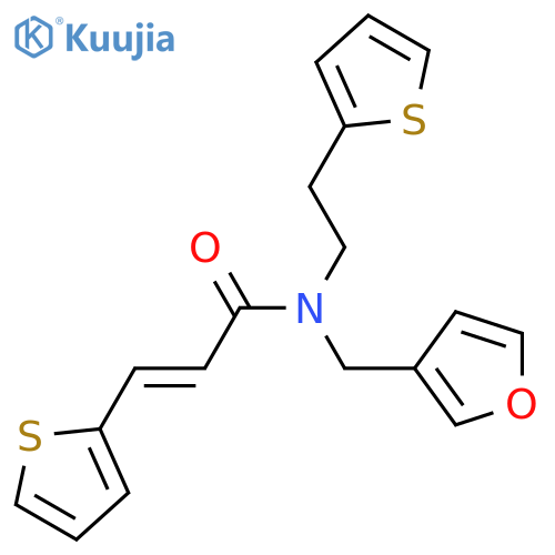 (2E)-N-(furan-3-yl)methyl-3-(thiophen-2-yl)-N-2-(thiophen-2-yl)ethylprop-2-enamide structure