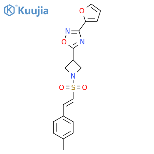 3-(furan-2-yl)-5-{1-(E)-2-(4-methylphenyl)ethenesulfonylazetidin-3-yl}-1,2,4-oxadiazole structure