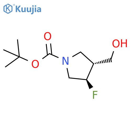 tert-butyl trans-3-fluoro-4-(hydroxymethyl)pyrrolidine-1-carboxylate structure