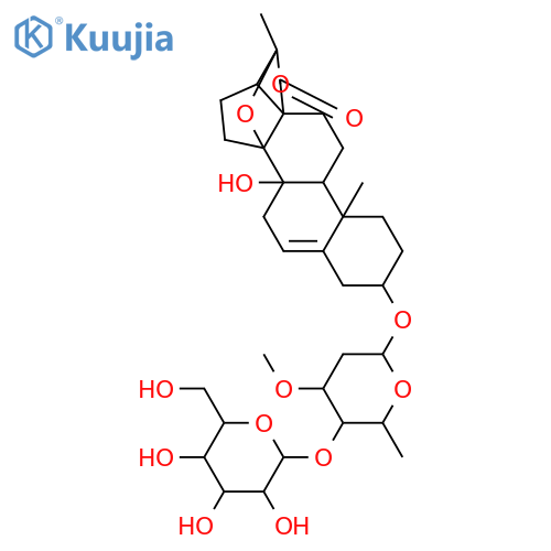 Pregn-5-en-18-oicacid, 3-[(2,6-dideoxy-4-O-b-D-glucopyranosyl-3-O-methyl-b-D-lyxo-hexopyranosyl)oxy]-14,20-epoxy-8,20-dihydroxy-,18,20-lactone, (3b,8a,14b,20R)- (9CI) structure