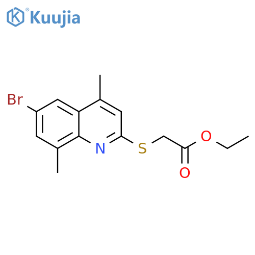 (6-Bromo-4,8-dimethyl-quinolin-2-ylsulfanyl)-acetic acid ethyl ester structure