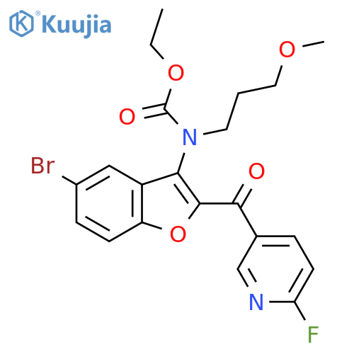 Ethyl (5-bromo-2-(6-fluoronicotinoyl)benzofuran-3-YL)(3-methoxypropyl)carbamate structure