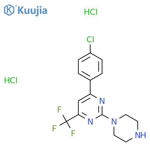 4-(4-Chlorophenyl)-2-piperazin-1-yl-6-(trifluoromethyl)pyrimidine;dihydrochloride structure