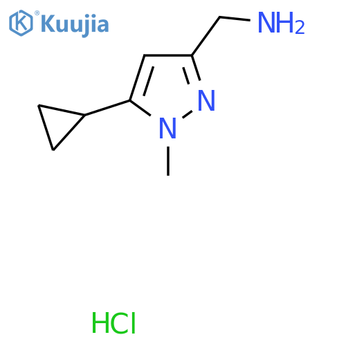1-(5-Cyclopropyl-1-methyl-1H-pyrazol-3-yl)methanamine hydrochloride structure